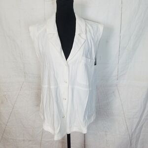 By together linen blend button front double breat vest top